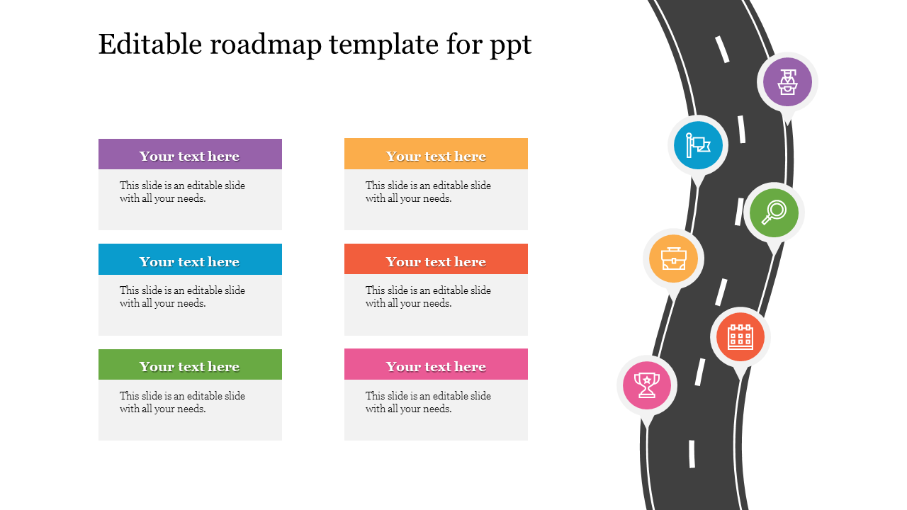 editable roadmap template for ppt